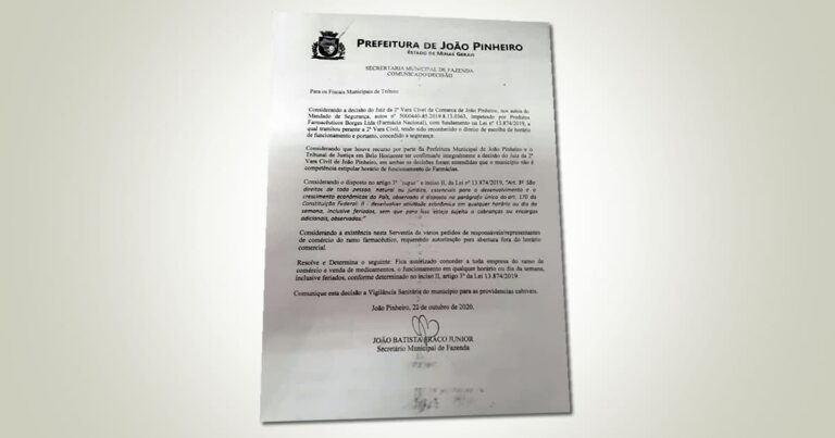28 10 20 funcionamento farmacias em joao pinheiro