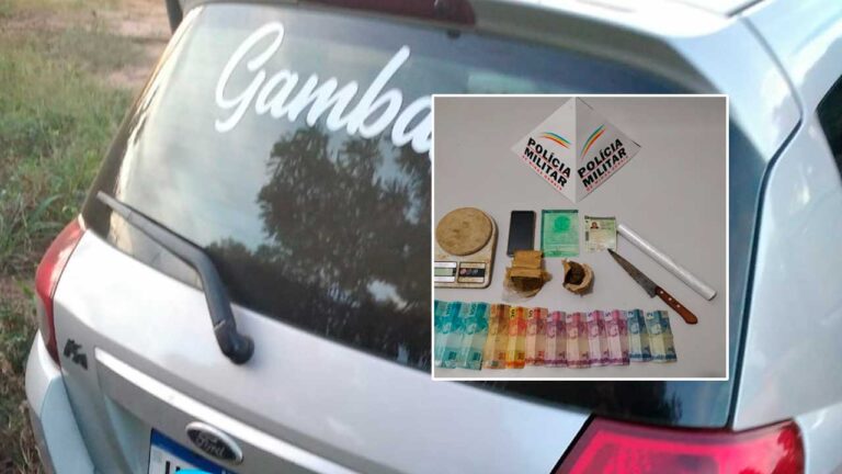 Drogas e veículo apreendido pela Polícia Militar