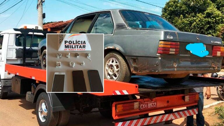 Veículo e drogas apreendidos com supostos assaltantes