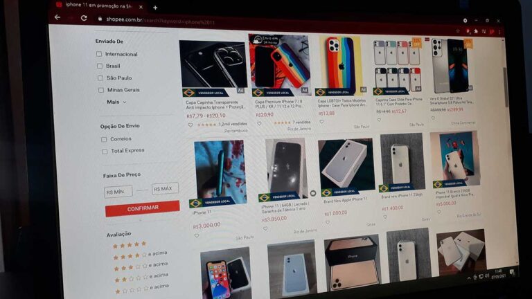 Site do Shopee pesquisa por Iphone 11