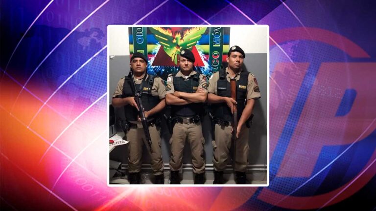Equipe policial que efetuou a prisão do suspeito