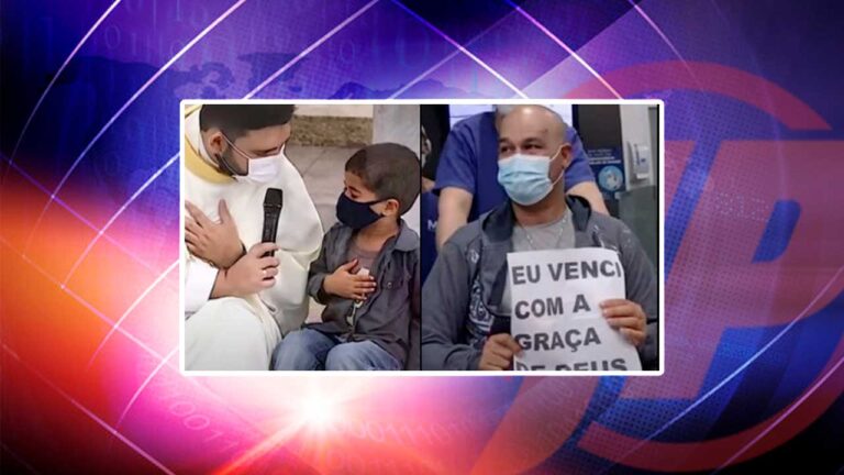Menino interrompendo missa e padrinho recuperado da Covid-19