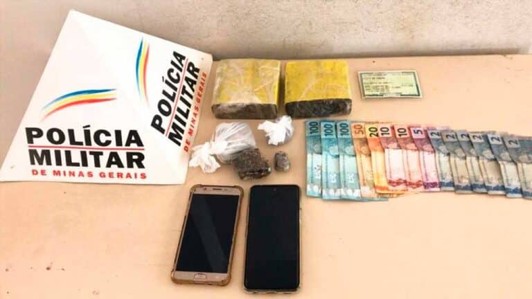 Foto do material apreendido pela Polícia Militar