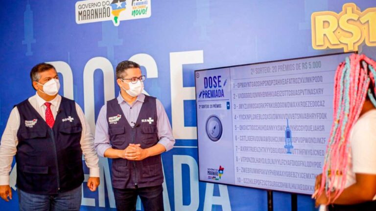 Governo do Maranhão sorteia 5 prêmios de R$ 10 mil para quem tomou 2ª dose da vacina