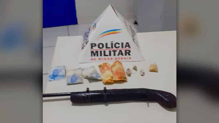Homem é preso após ser flagrado com arma e drogas em Luizlândia do Oeste (JK), distrito de João Pinheiro