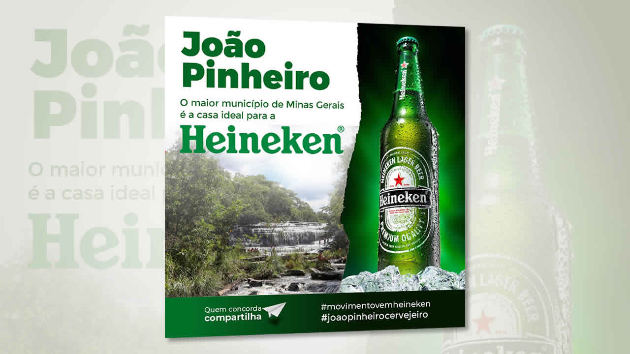 Pinheirenses criam campanha para fábrica da Heineken se instalar no município de João Pinheiro
