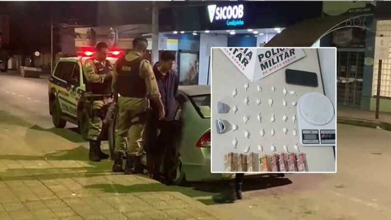 Após denúncia, jovem que estava vendendo drogas próximo à igreja acaba preso em João Pinheiro