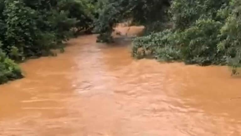 Volume do Rio Caatinga em João Pinheiro aumenta com as chuvas e imagens impressionam; veja o vídeo