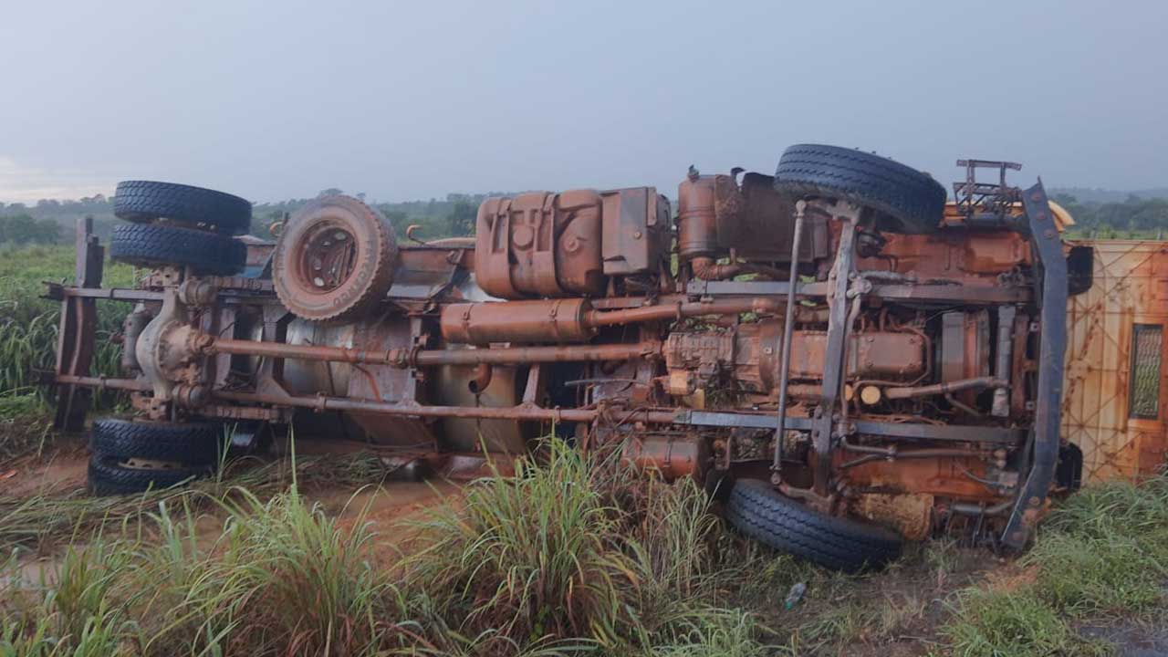 Motorista de caminhão faz manobra arriscada para desviar de cobra e causa acidente na LMG-740 em Lagoa Grande