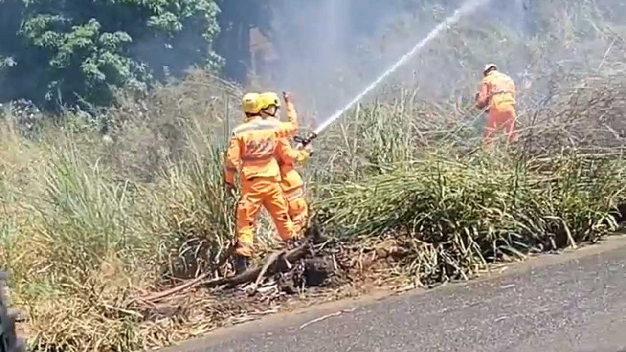 Bombeiros são acionados para apagar fogo em lote e moradora pede consciência da população em João Pinheiro