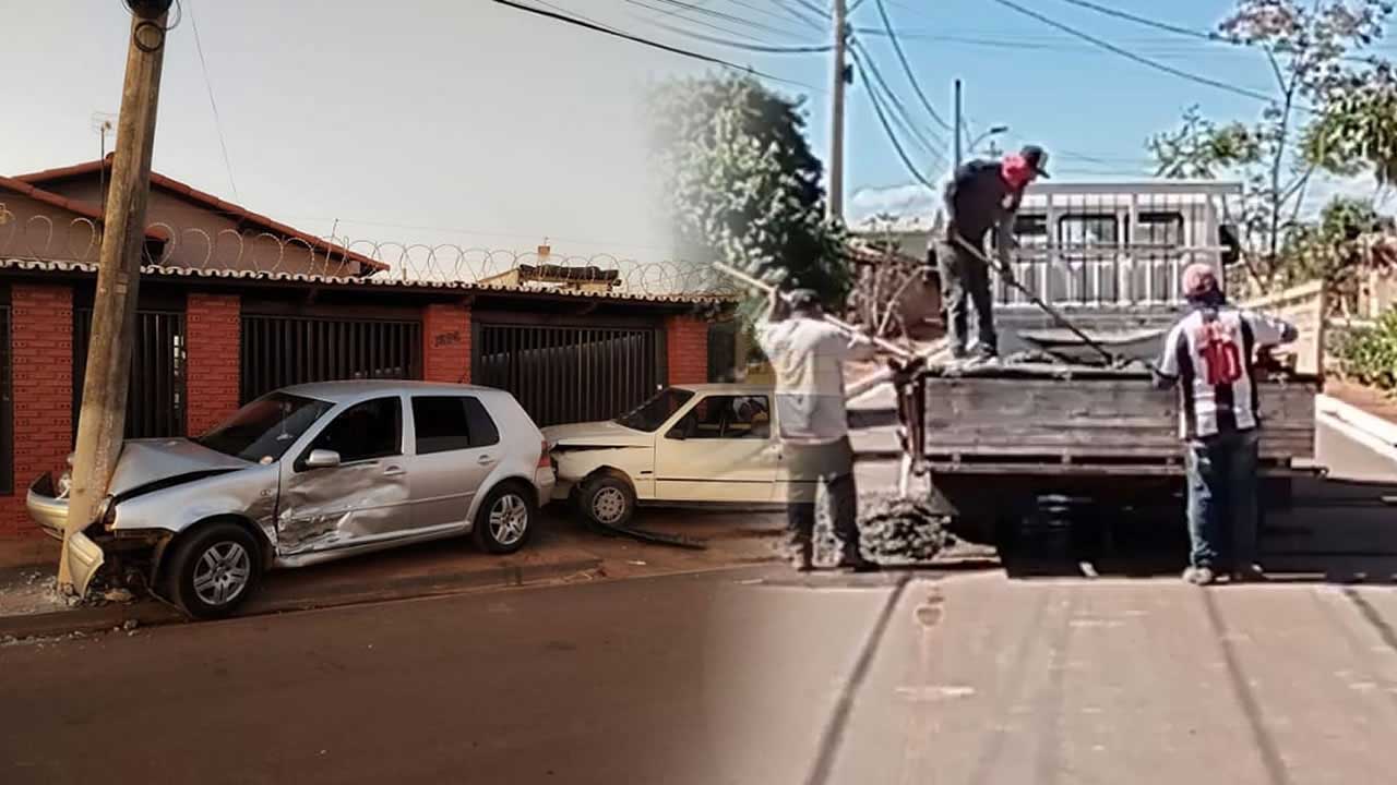 Prefeitura de Brasilândia de Minas constrói quebra-molas após acidente de trânsito no Bela Vista