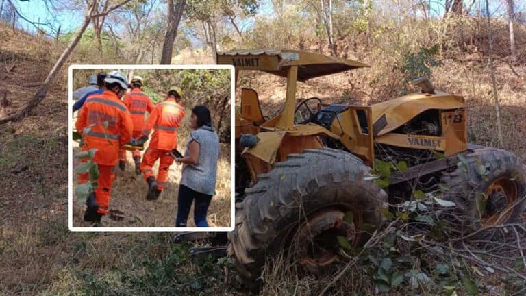 Tratorista fica preso às ferragens após cair em ribanceira de mais de 20 metros em João Pinheiro