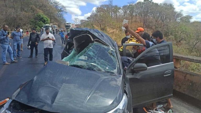 Motorista fica ferido após bater em carreta carregada com leite na BR-365, em Montes Claros
