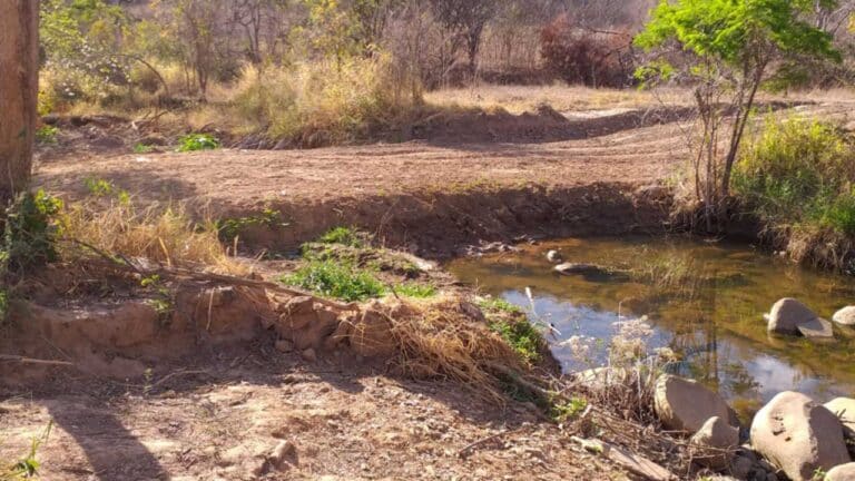 Fazendeiro constrói barragem no curso do córrego da extrema em Brasilândia de Minas; Polícia foi acionada