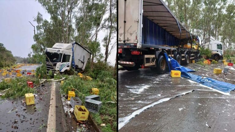 Acidente com carreta carregada de cerveja deixa uma pessoa morta na BR-040 em Paracatu