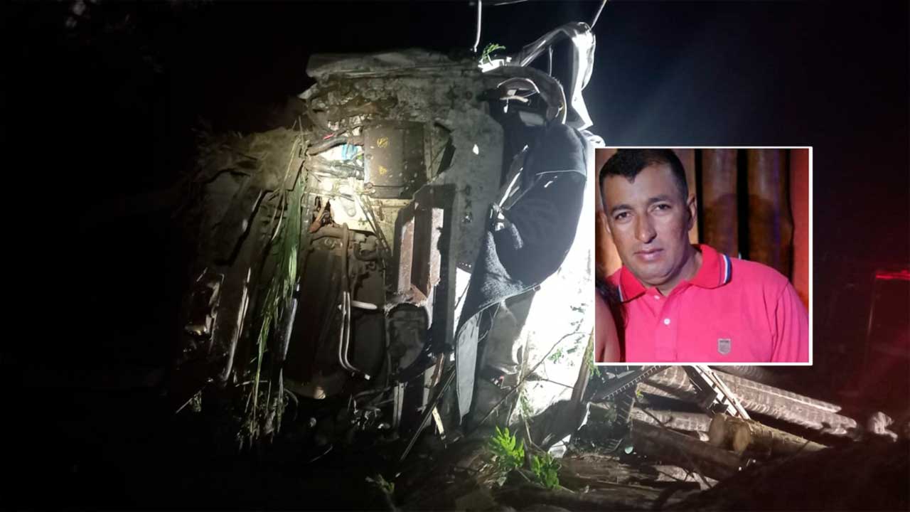 Pinheirense de 42 anos morre em grave acidente de carreta carregada com toras de eucalipto na BR-365 em Jequitaí
