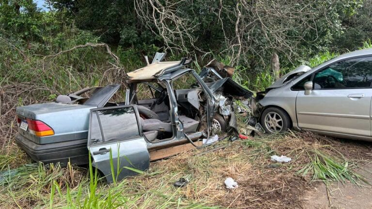 Colisão frontal após ultrapassagem proibida deixa 8 feridos na BR-365, em Varjão de Minas