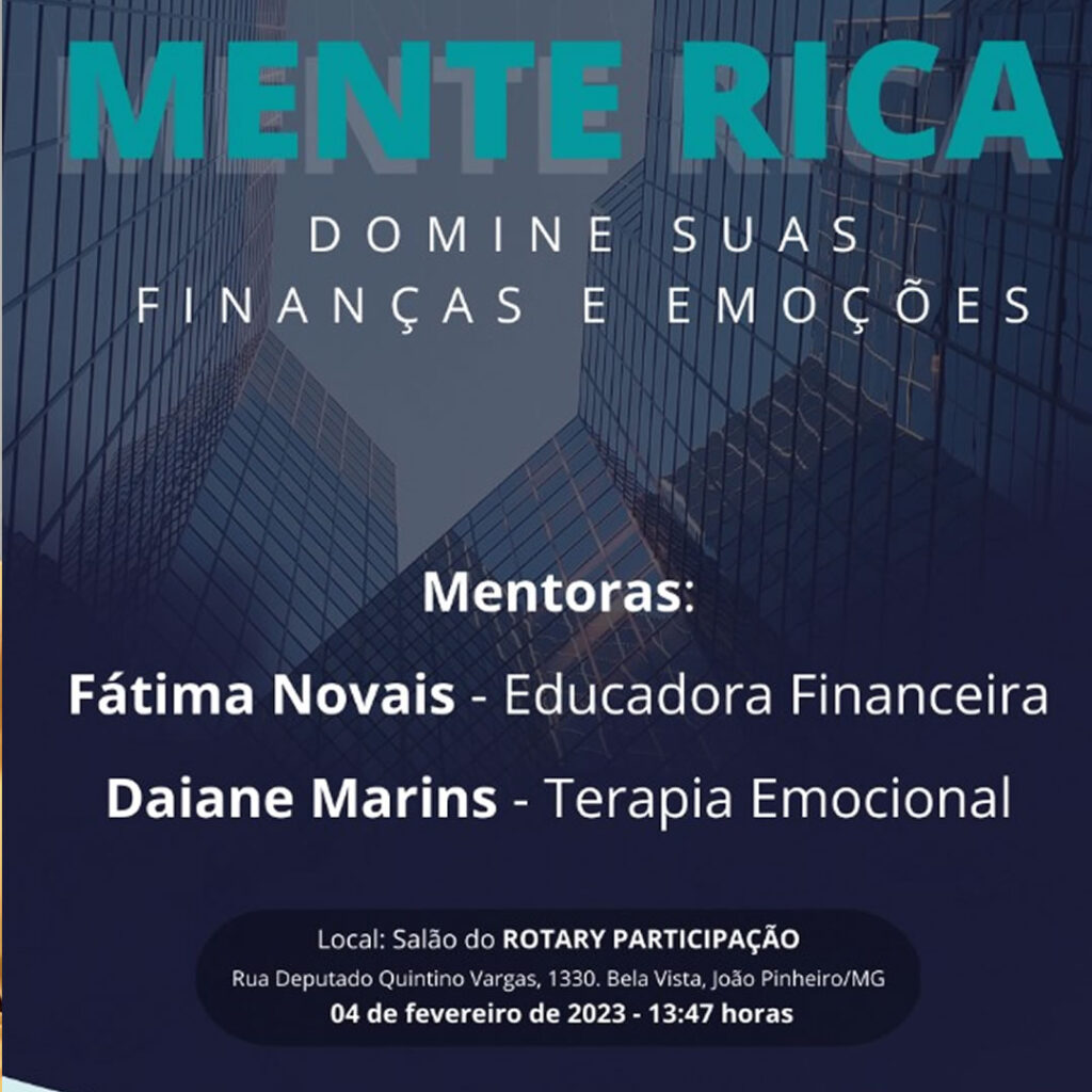 Educadora financeira se junta a terapeuta emocional em palestra sobre dinheiro em João Pinheiro
