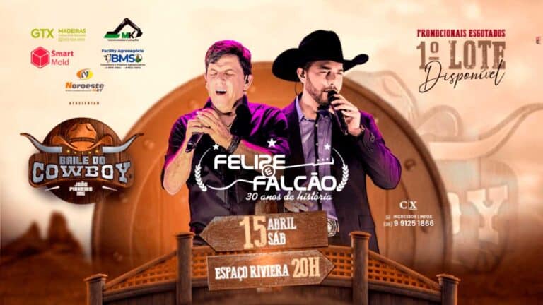 Segunda edição do Baile do Cowboy com presença de Felipe e Falcão promete movimentar João Pinheiro
