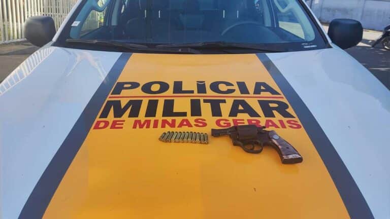 PM aborda ônibus com trabalhadores rurais e prende homem com arma e munições na MG-181, em João Pinheiro
