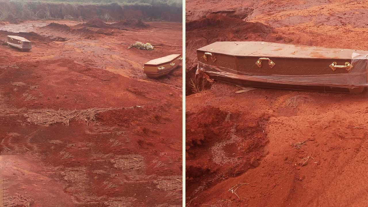 Imagens chocantes mostram caixões espalhados em cemitério de Paracatu após enxurrada