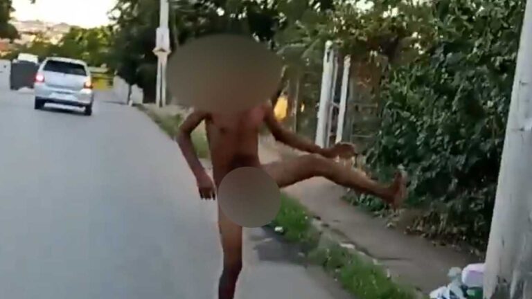 Homem é flagrado andando completamente nu pelas ruas do bairro Alvorada em João Pinheiro