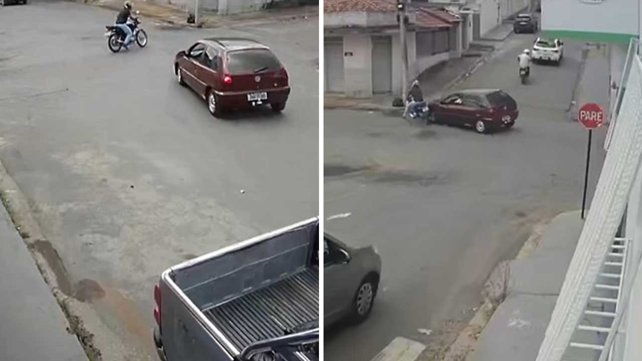 Motociclista avança parada obrigatória e provoca acidente na Aparício Saraiva, em João Pinheiro