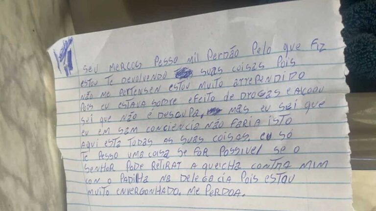 Inusitado: arrependido, ladrão devolve itens furtados e pede perdão em carta ao dono de loja em Mato Grosso