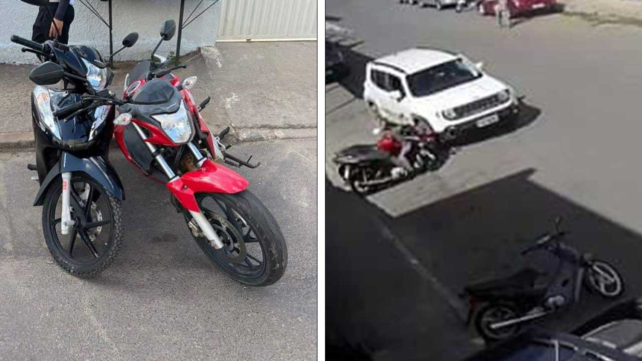 Motorista derruba motocicleta e segue viagem como se nada tivesse acontecido no Centro de João Pinheiro