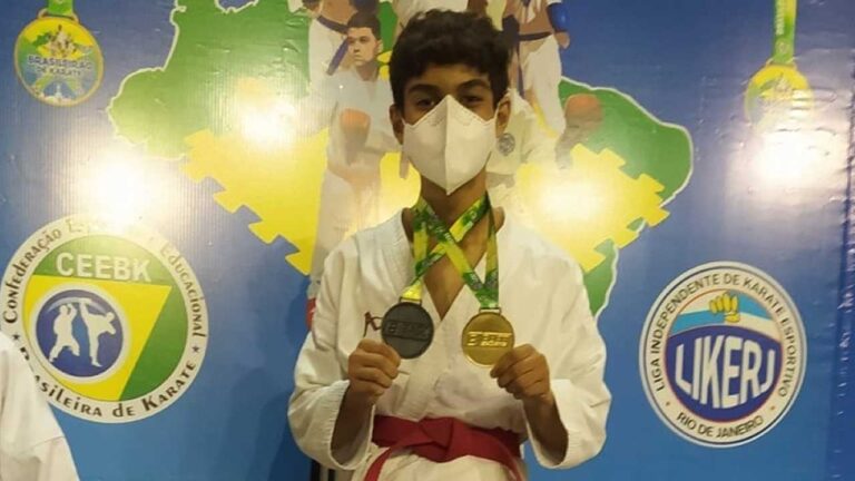 Aluno pinheirense do Quintino Vargas conquista 5º lugar na disputa de Karatê do JEMG 2023, em Uberaba