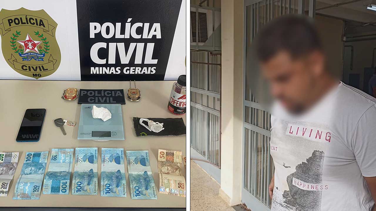 Suspeito de tráfico é preso pela Polícia Civil com 66g de cocaína pura em João Pinheiro