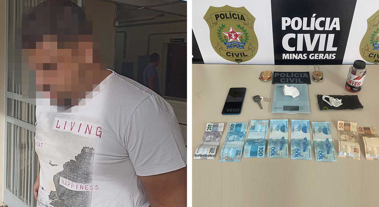 Suspeito é solto após perícia constatar que, das 66 gramas apreendidas, apenas 3 eram cocaína em João Pinheiro