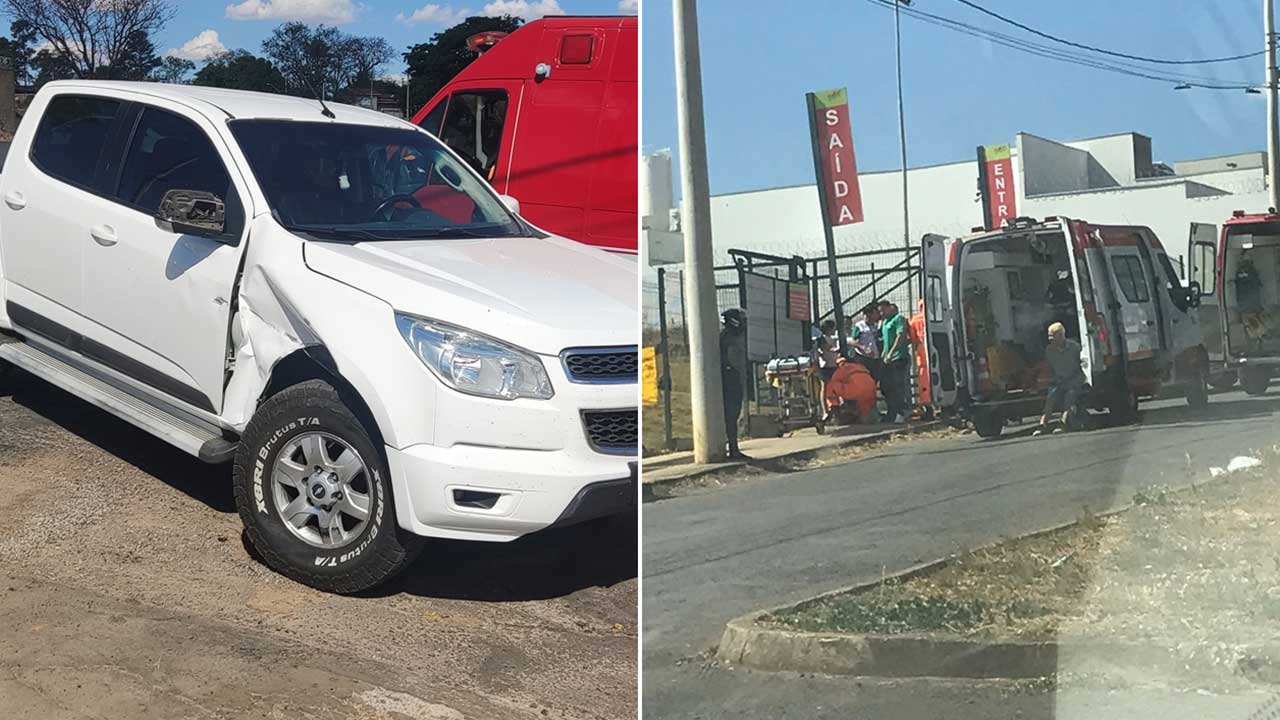 Mulher fica ferida após ser atropelada por caminhonete no bairro Divinópolis, perto do Mart Minas em João Pinheiro