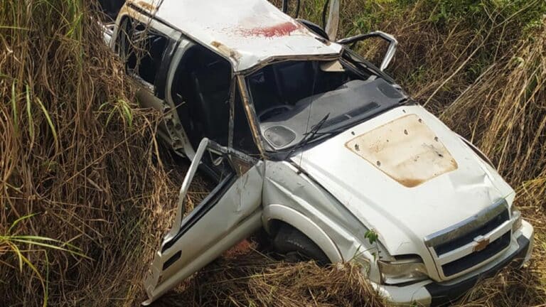 Motorista de 49 anos capota caminhonete e morre na BR-365, em Varjão de Minas