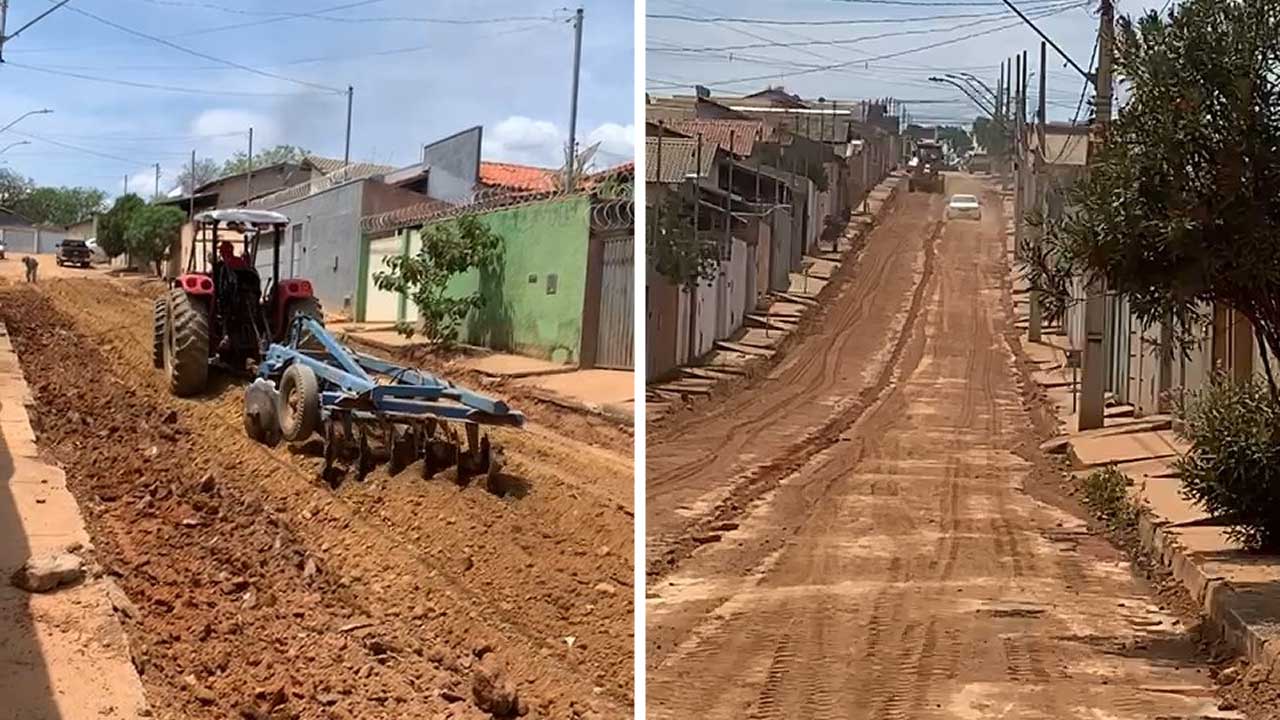 Obras de asfaltamento do Bairro Bouganville avançam e deixam moradores esperançosos