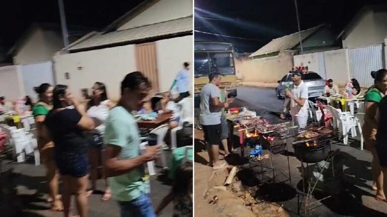 Moradores do Bougainville celebram asfaltamento prometido há mais de um ano com churrasco comunitário
