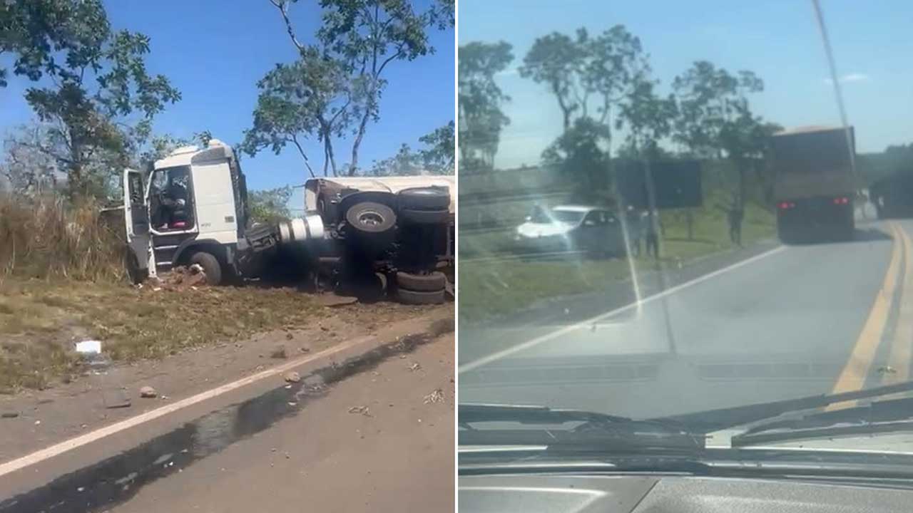 Acidente envolvendo carreta e veículo de passeio é registrado na BR-040 próximo ao Posto Oasis, em João Pinheiro