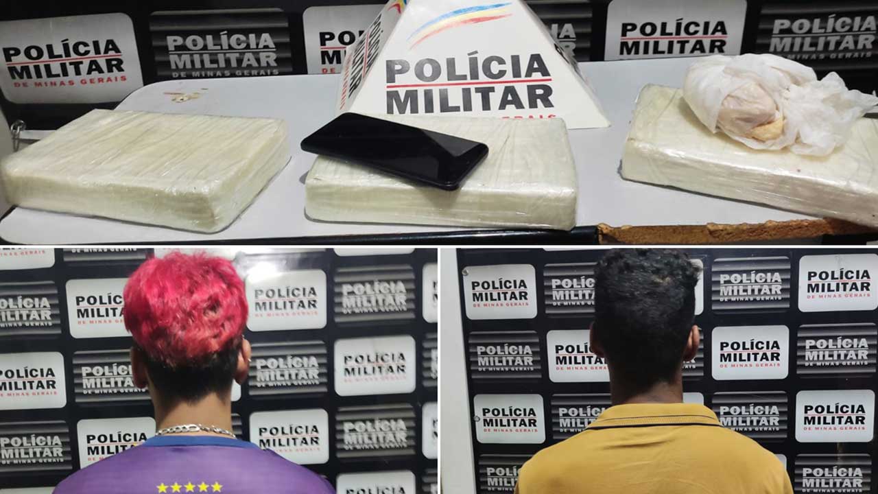 Maior apreensão de drogas do ano em João Pinheiro: dois jovens presos com 3,3 kg de pasta base de cocaína