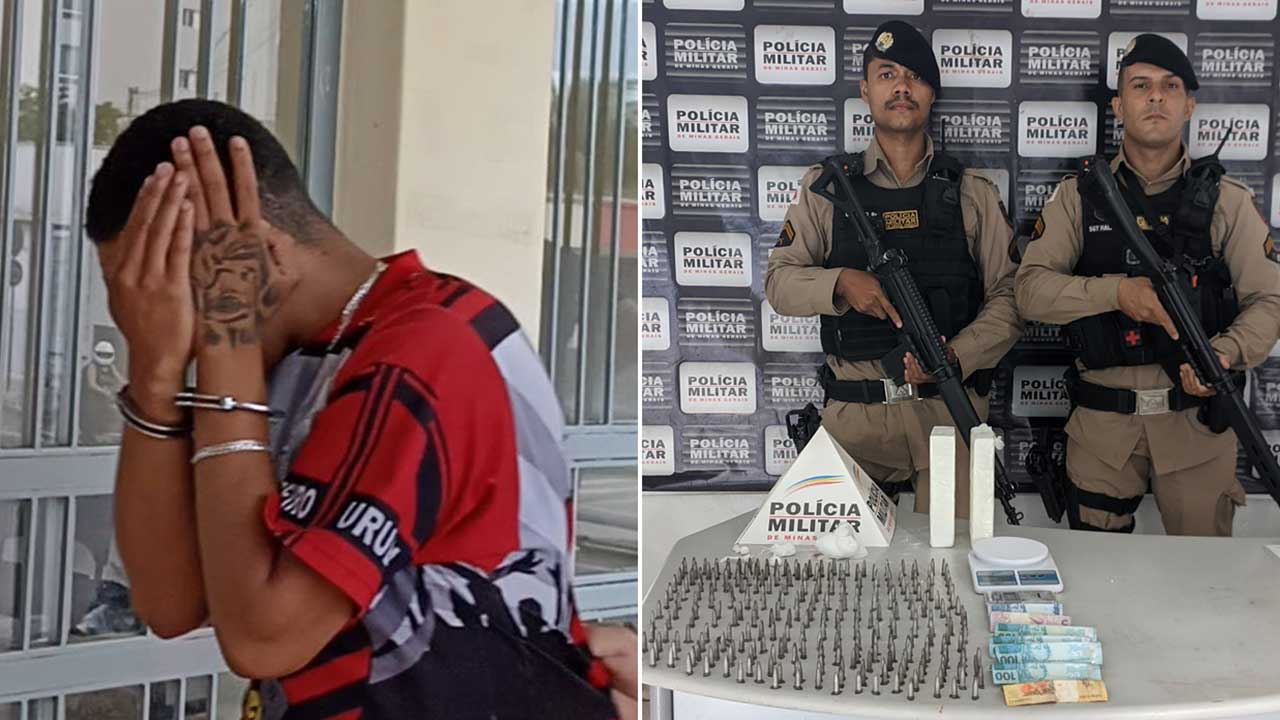 Jovem de 19 anos é preso pela Polícia Militar com 326 pinos e 2kg de cocaína no Itaipu, em João Pinheiro