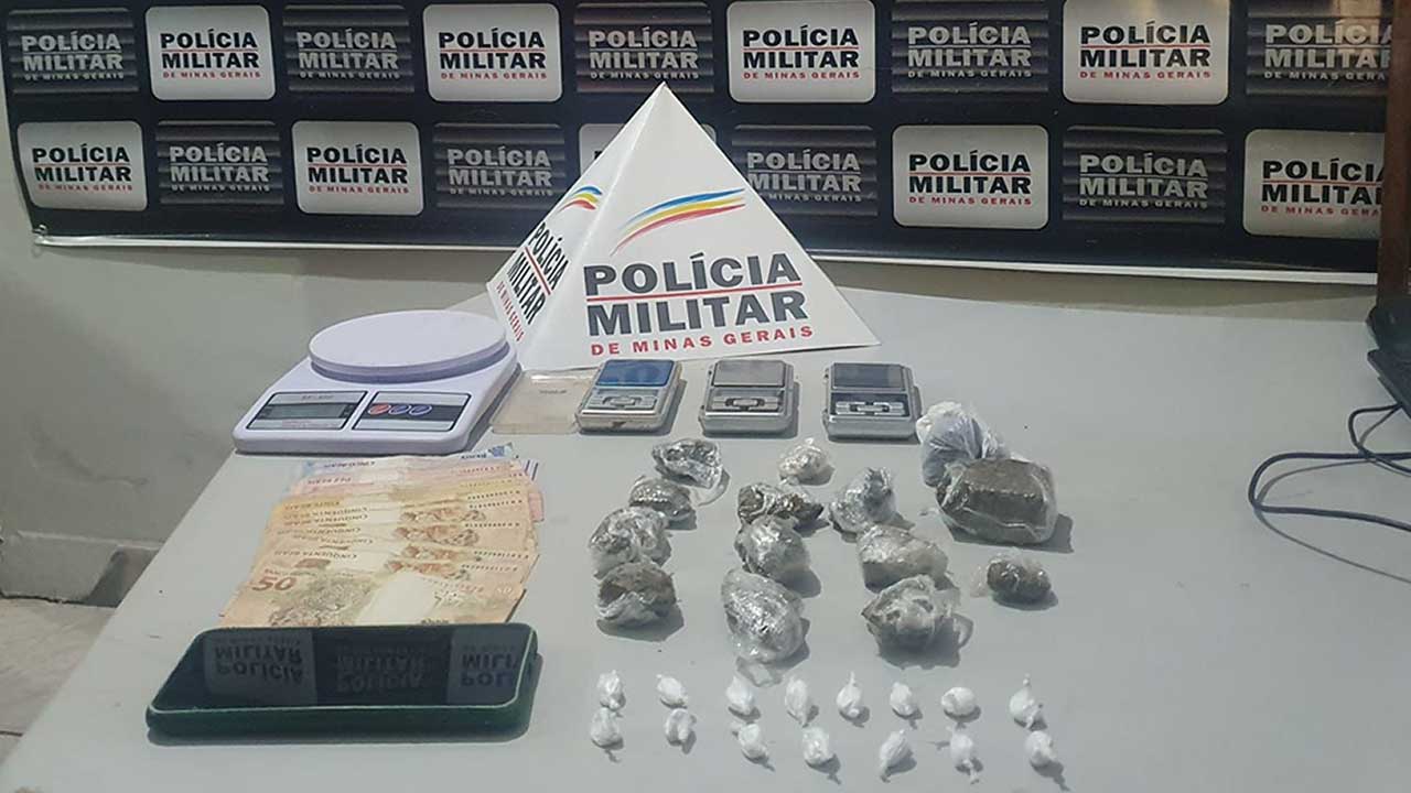 Suspeitos de tráfico são presos pela Polícia com maconha, cocaína e dinheiro em João Pinheiro