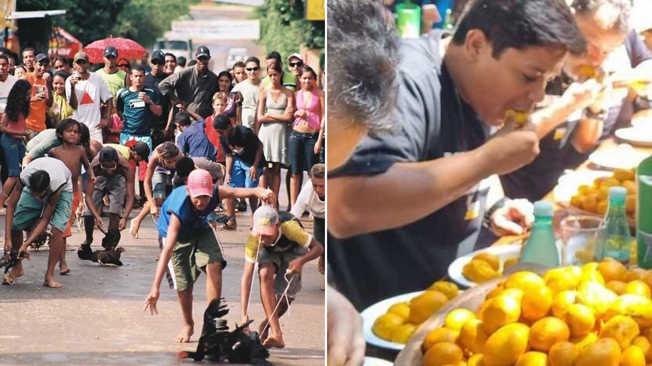 Festa popular em Minas Gerais tem 'corrida de galinha' e concurso de 'roedor de pequi'