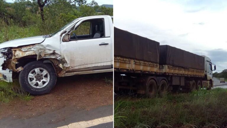 Aquaplanagem causa acidente de trânsito sem vítimas na MG-410 em Presidente Olegário
