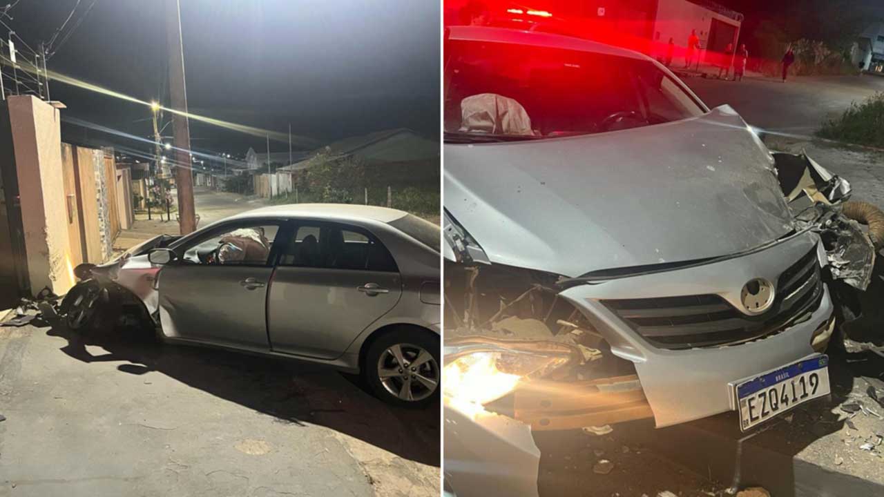 Motorista perde o controle e carro quase invade casa no Bougainville em João Pinheiro