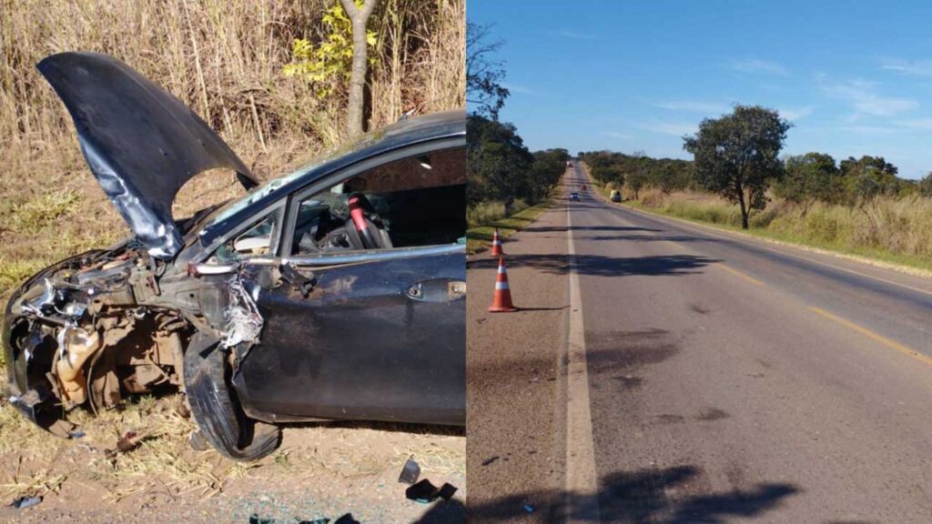 Motociclista morre na hora após ser atingido frontalmente por carro na BR-040, em Paracatu