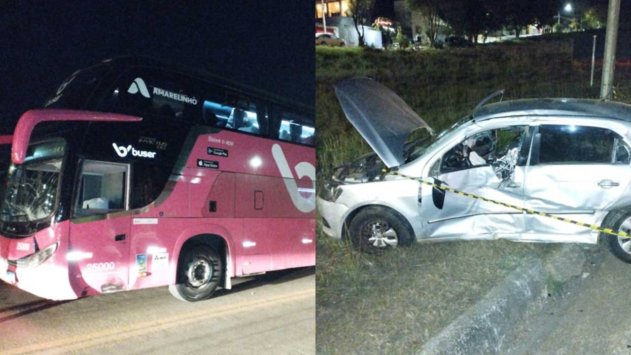 Colisão entre ônibus e carro na BR-040 em Paracatu termina com uma morte e um ferido