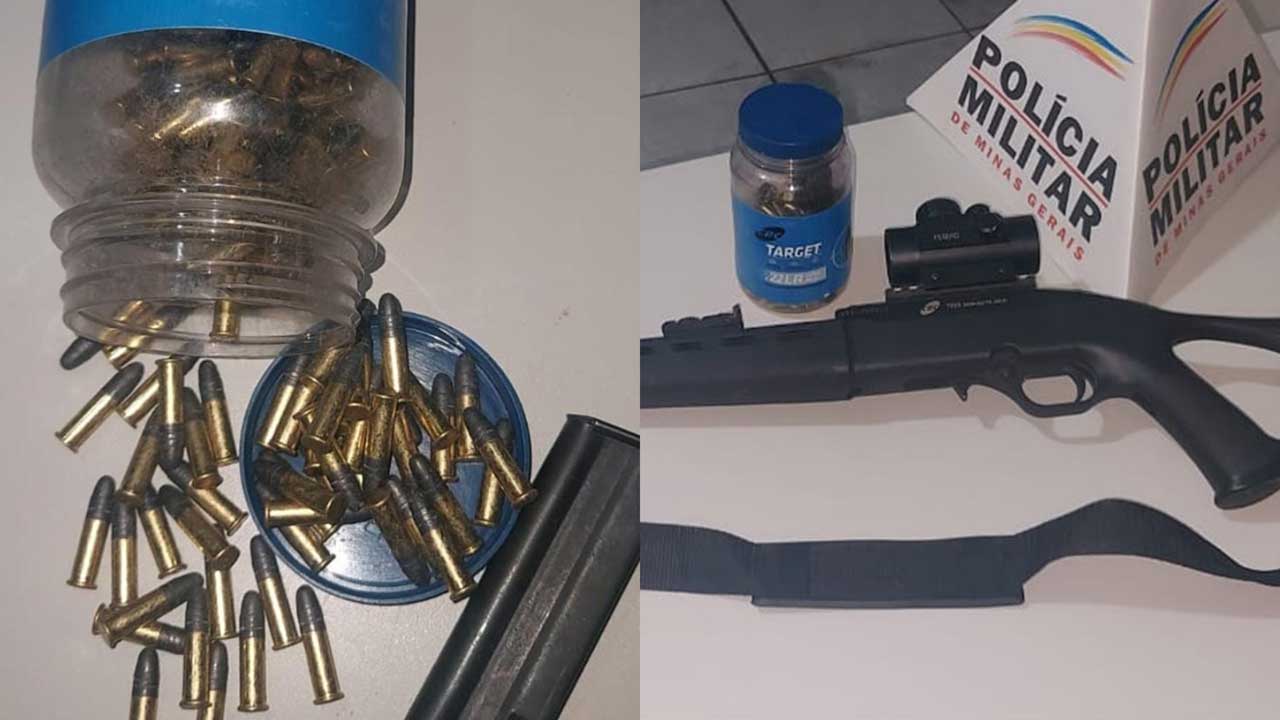 Homem de 48 anos é preso com carabina calibre .22 e munições na MG-181 em Brasilândia de Minas