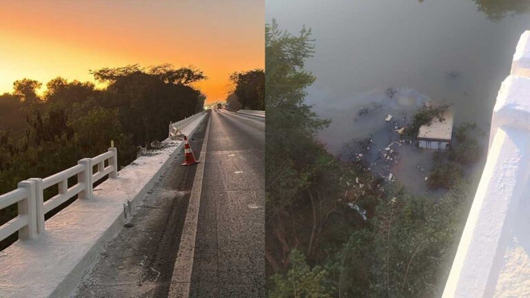 Caminhão cai no Rio Paracatu após acidente na BR-040; motorista sobrevive e é resgatado