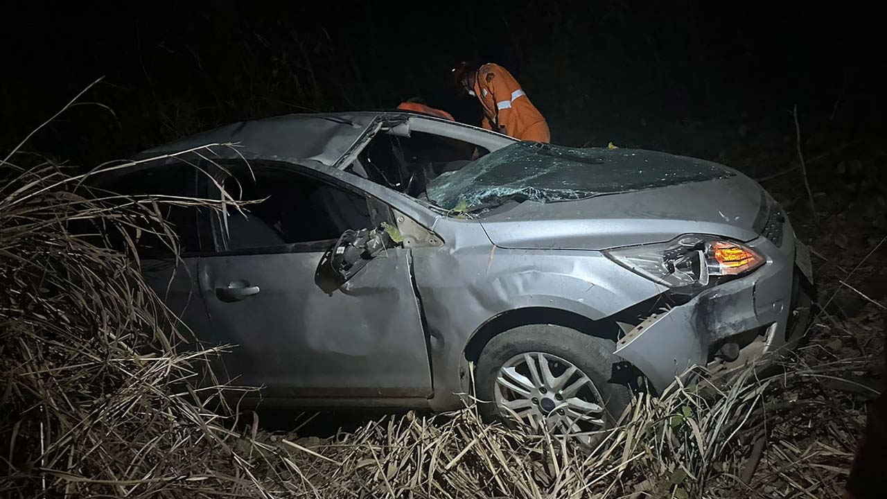 Capivara atravessa BR-040 e causa capotamento em Lagoa Grande; quatro pessoas foram encaminhadas ao hospital