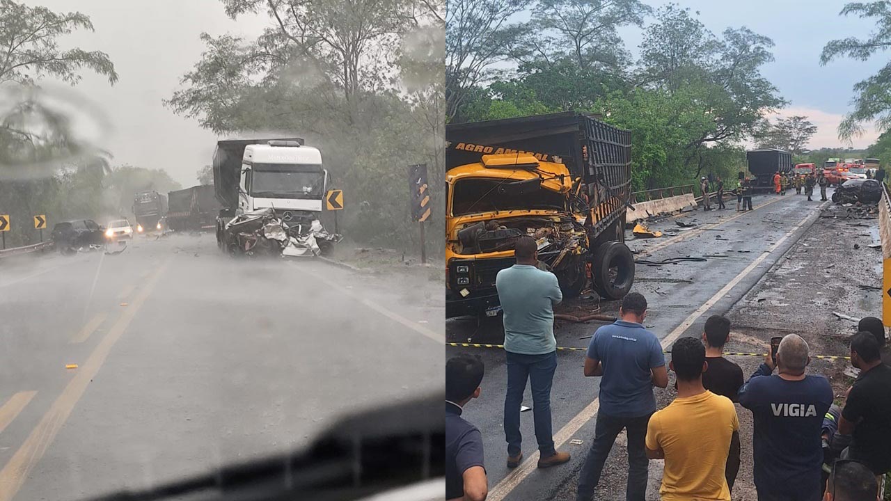 Acidente envolvendo vários veículos deixa dois mortos e diversos feridos na BR-251, em Unaí