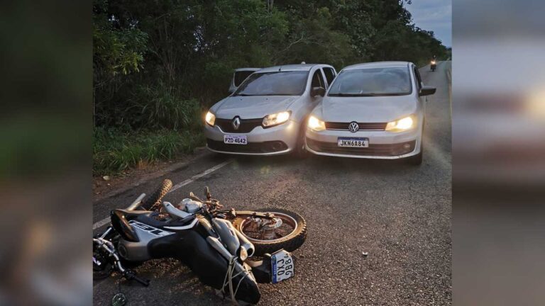 Motorista bêbado não obedece ordem policial e bate contra veículos parados em blitz em Brasilândia de Minas